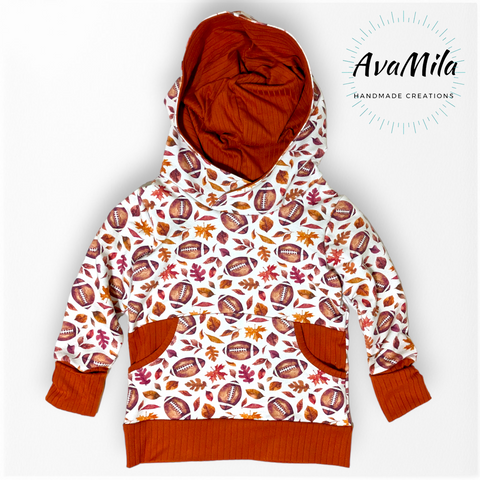 Fall football grow with me colorblocked hoodie with pockets