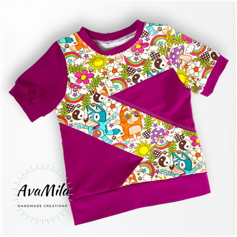 Groovy Bluey colorblocked tee, size 3t