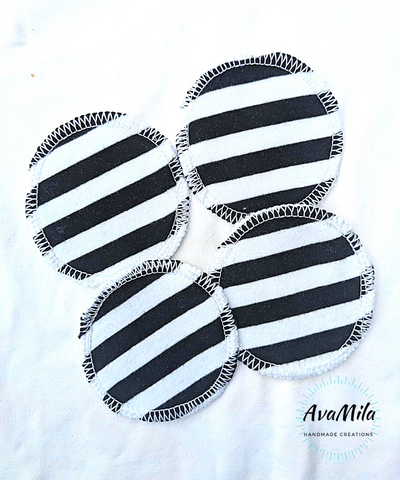 Black and white stripes facial rounds, set of 4