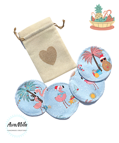 Tropical holiday reusable facial rounds, multiple sets